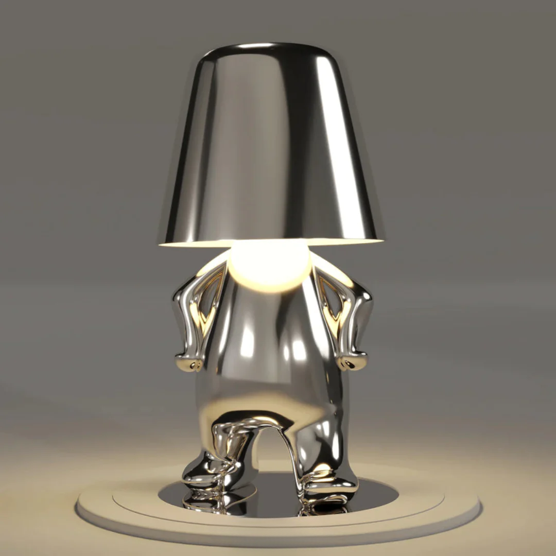 Portable artistic resin table lamp, dimmable LED with convenient touch control.