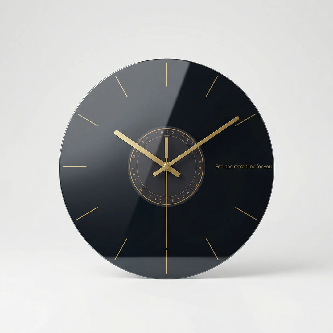 Round Earth print wall clock. Artistic space decor statement piece for living rooms & office spaces.