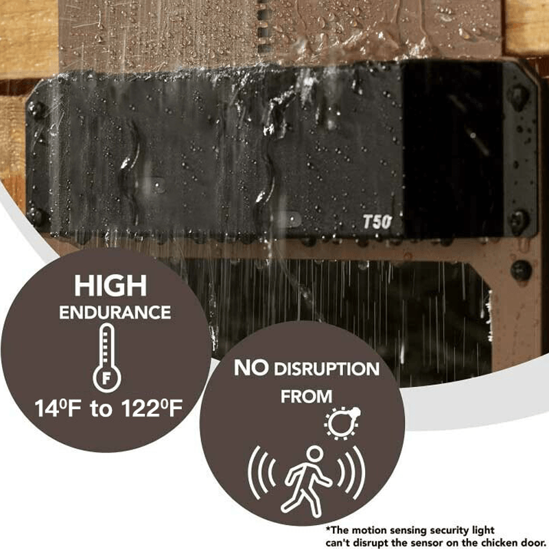 Durable automatic chicken coop door with built-in light sensor for easy, hassle-free animal care