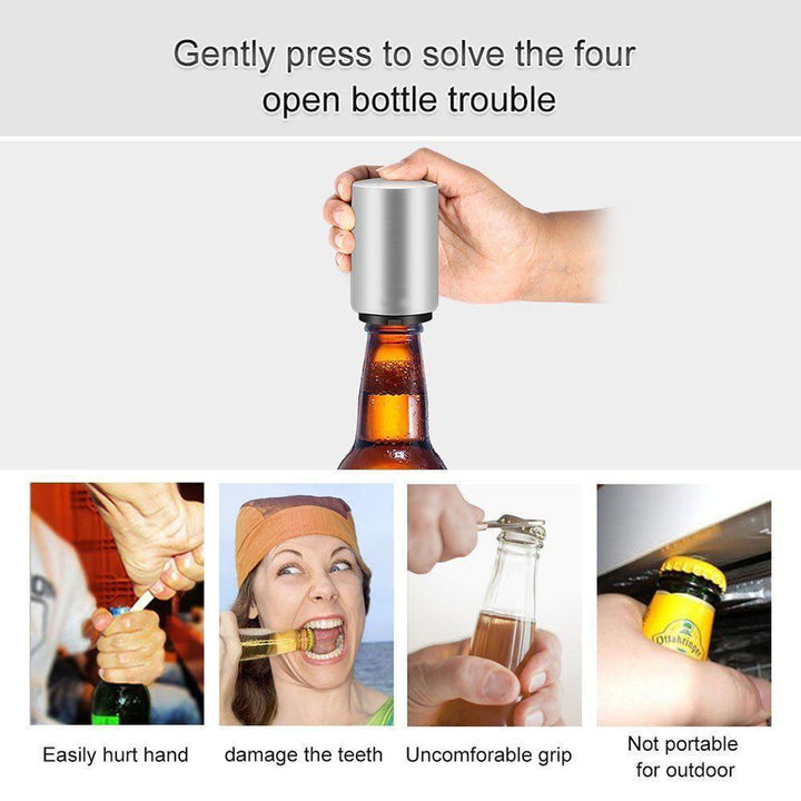 Magnetic cap-collecting bottle opener for beer and soda bottles, kitchen gadget