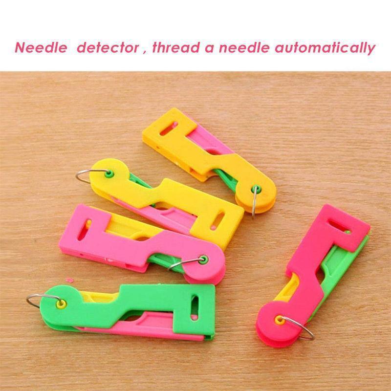 Automatic needle threader aid, simplifying the task of threading needles for sewing machines and hand sewing.