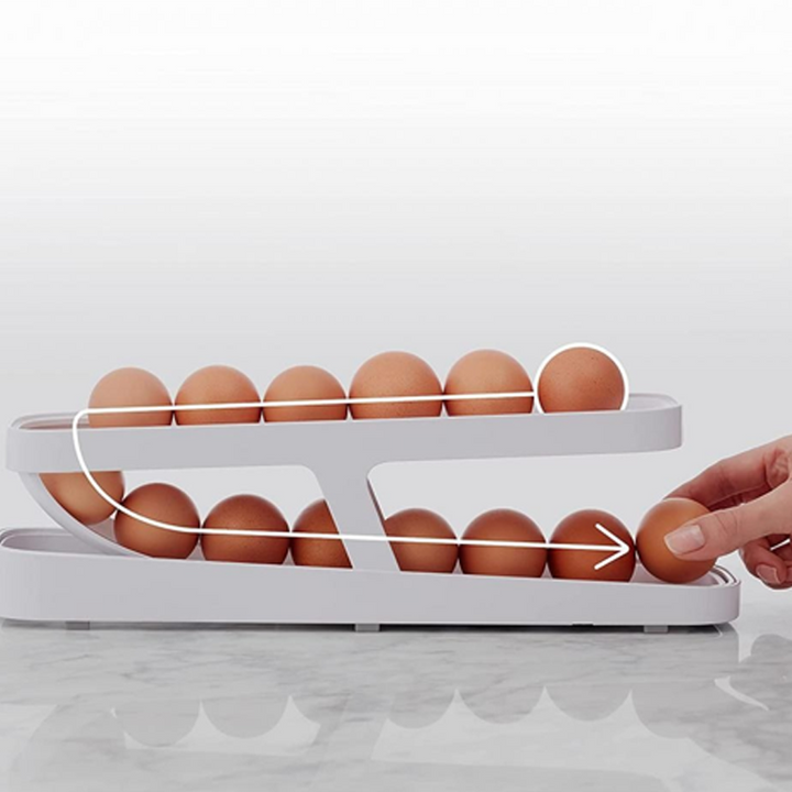 Lifestyle image of Automatic Rolling Egg Dispenser, bringing order and practicality to daily kitchen routines.