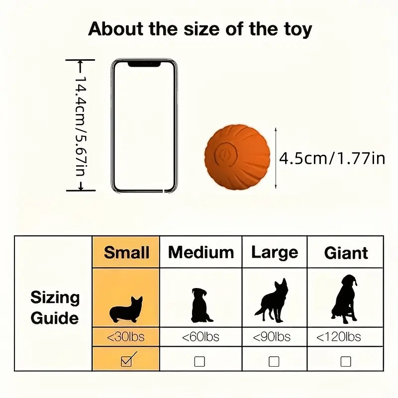 Durable pet toy ball, automatic rolling, perfect for dog playtime & mental enrichment