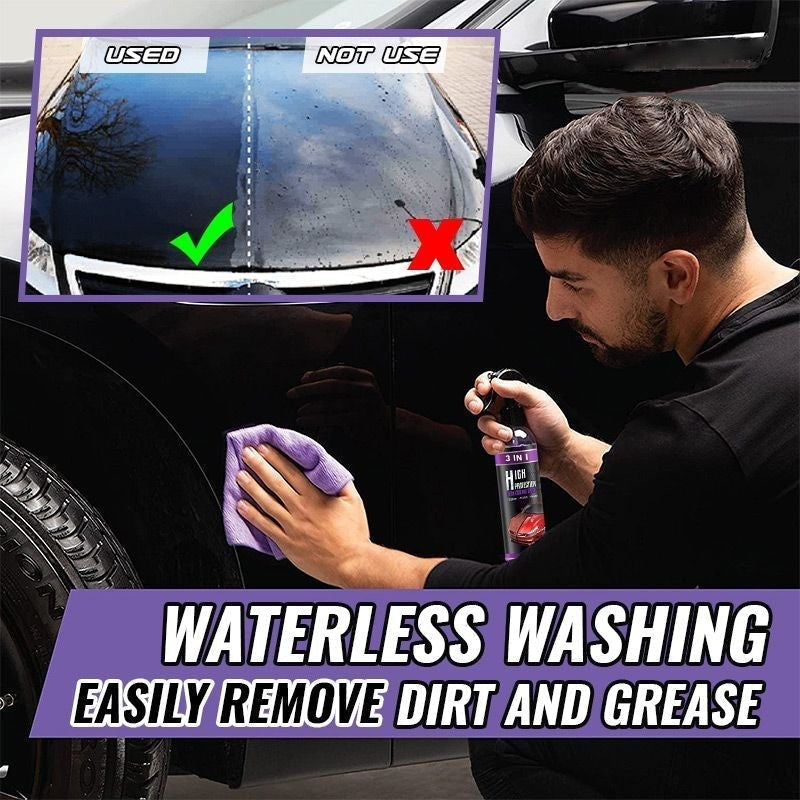Car cleaning spray with 3-in-1 hydrophobic coating for ultimate shine
