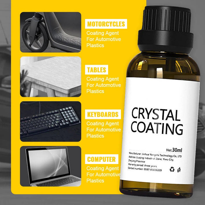 Automotive Plastic Restorer & Protectant Coating on a microfiber towel for car cleaning