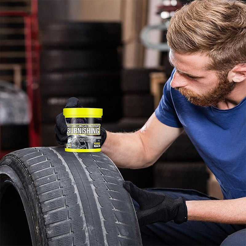 Tire shine and protection paste, keeps tires looking new longer