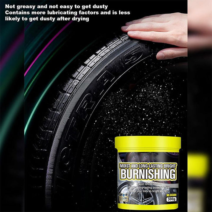 High-gloss tire shine paste, essential for car care and detailing