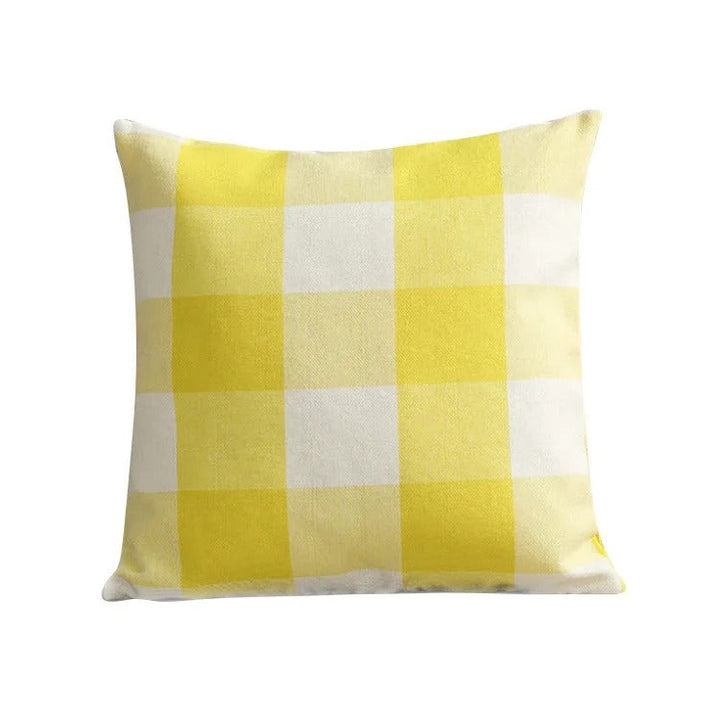 Cozy autumn plaid throw pillow cover in cotton blend, ideal for farmhouse living spaces.
