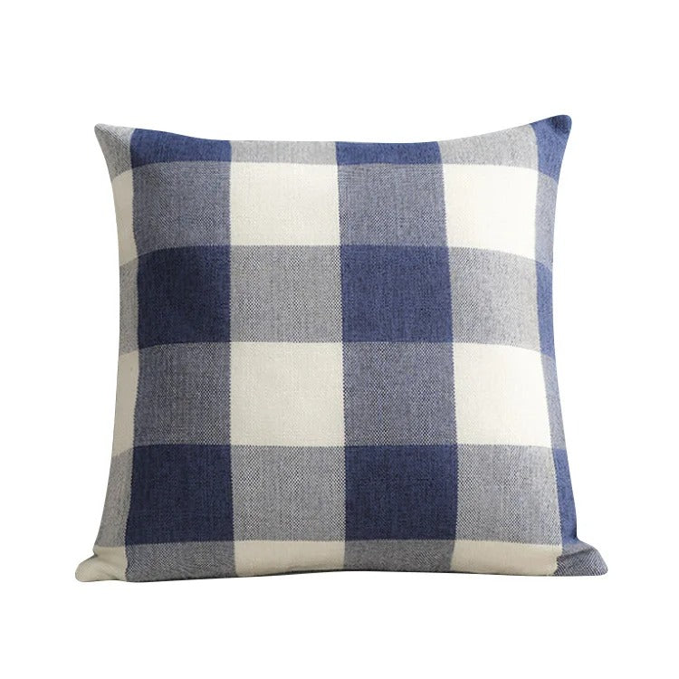 Decorative autumn plaid cushion cover, bringing warm, cozy style to any home interior.