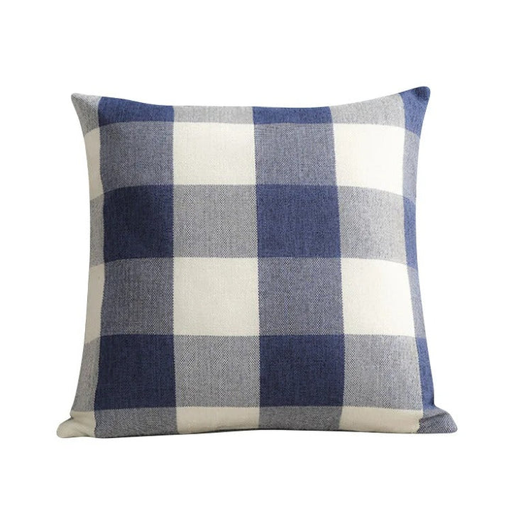 Decorative autumn plaid cushion cover, bringing warm, cozy style to any home interior.
