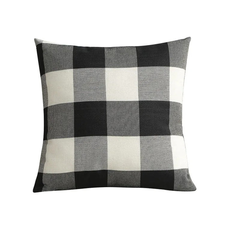 Classic checked throw pillow cover in autumn yellow, enhancing country and farmhouse decor.