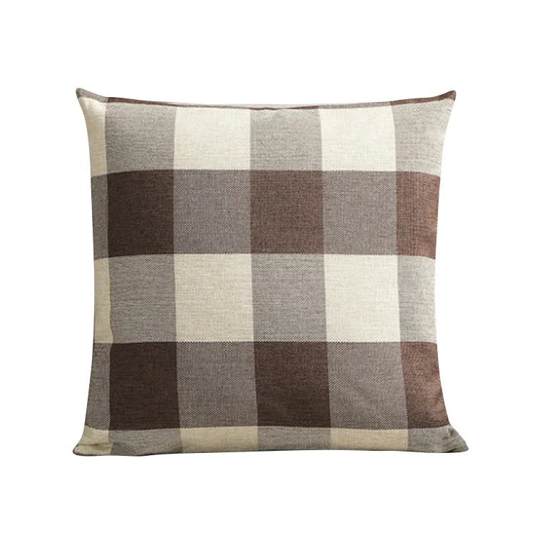 Stylish autumn plaid decorative cushion cover, great for cozy living room or bedroom accents.
