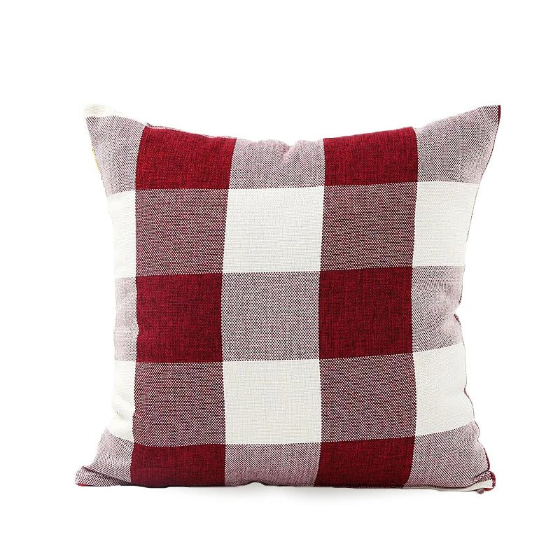 Soft cotton blend autumn plaid throw pillow cover, perfect for a cozy farmhouse aesthetic.