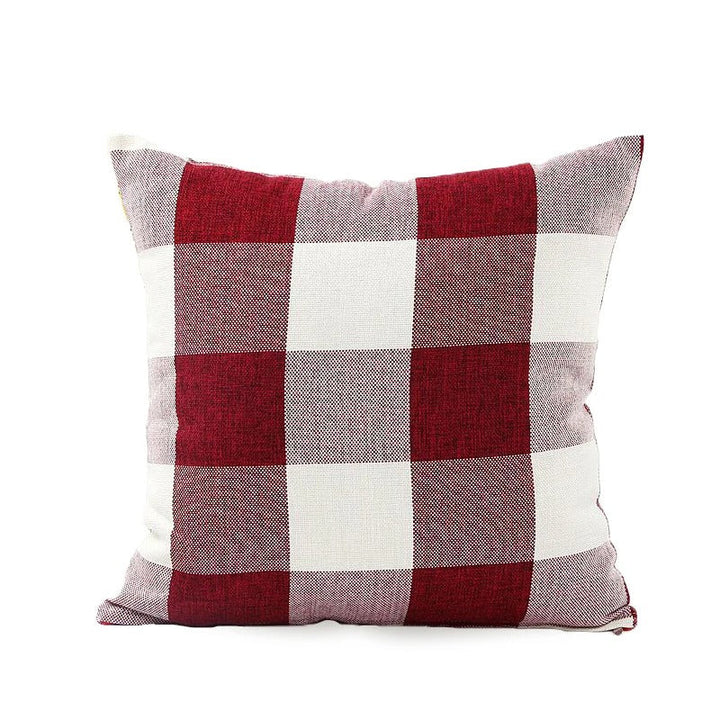 Soft cotton blend autumn plaid throw pillow cover, perfect for a cozy farmhouse aesthetic.