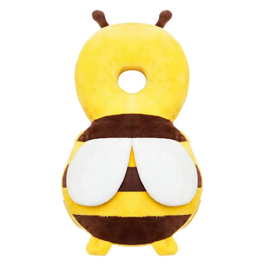 Plush baby head protector & neck cushion. Provides gentle fall safety for crawling infants & walking toddlers.