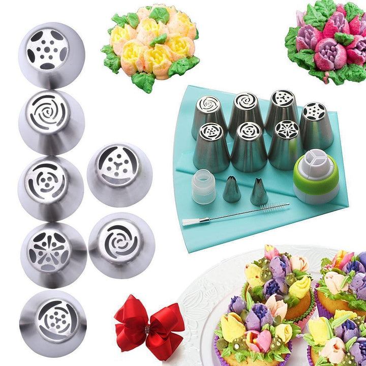 Baking Pastry Decorating Nozzle Set for cakes & cupcakes, stainless steel piping kit