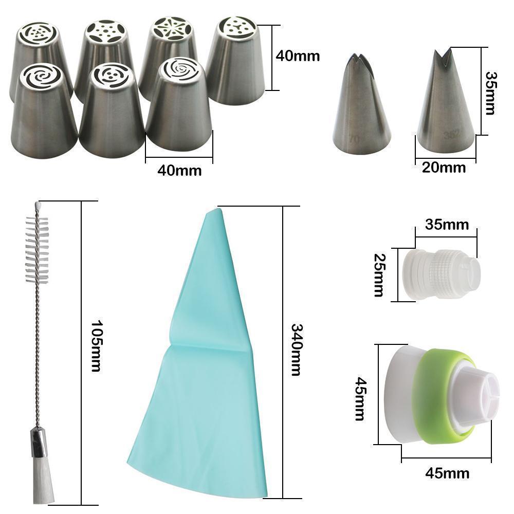 Cupcake nozzle set in stainless steel, essential for home bakers and DIY enthusiasts