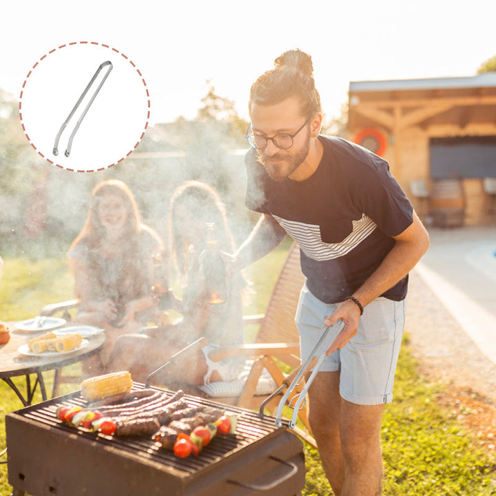 BBQ stainless steel sausage turning tongs, ideal for grilling & outdoor cooking