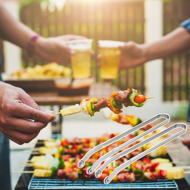 Compact BBQ sausage turning tongs, easy to store with other grilling accessories