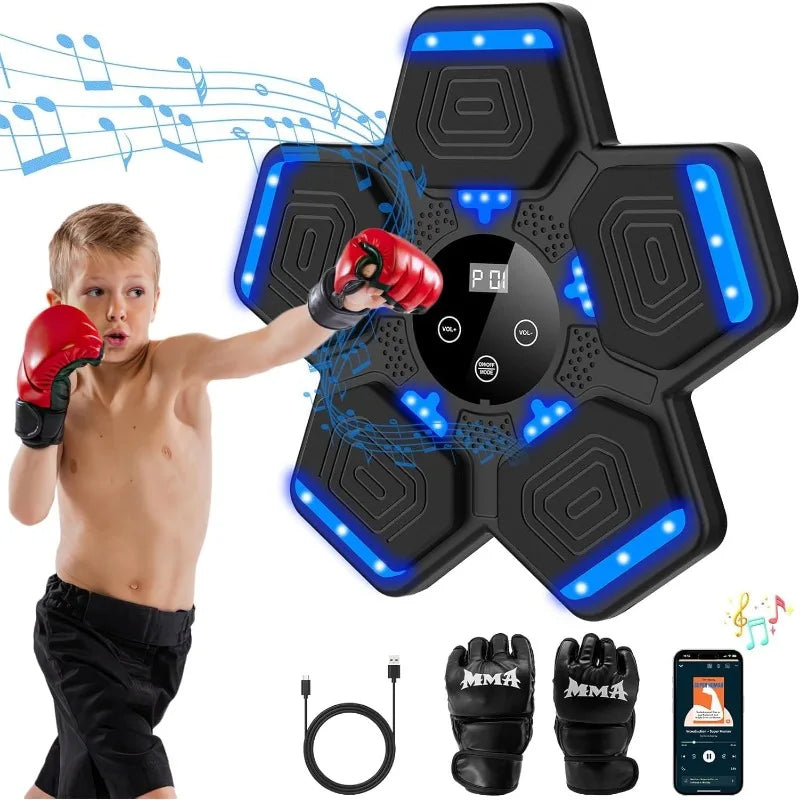 BeatStrike Bluetooth Smart Punch Pad for rhythmic boxing training. Wall-mounted fitness equipment with interactive lights & speaker.