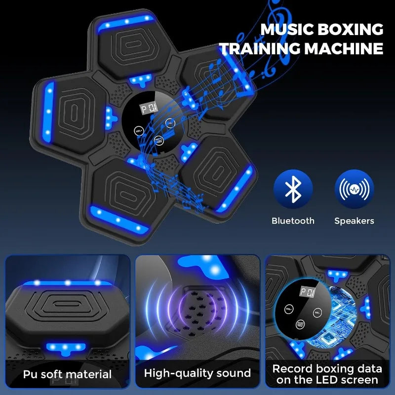 Smart punch pad, perfect for adult & kids' rhythmic boxing workouts. Bluetooth speaker for interactive home gym fitness.