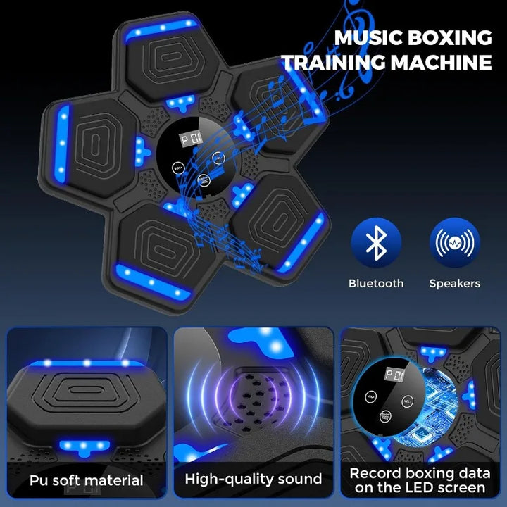 Smart punch pad, perfect for adult & kids' rhythmic boxing workouts. Bluetooth speaker for interactive home gym fitness.
