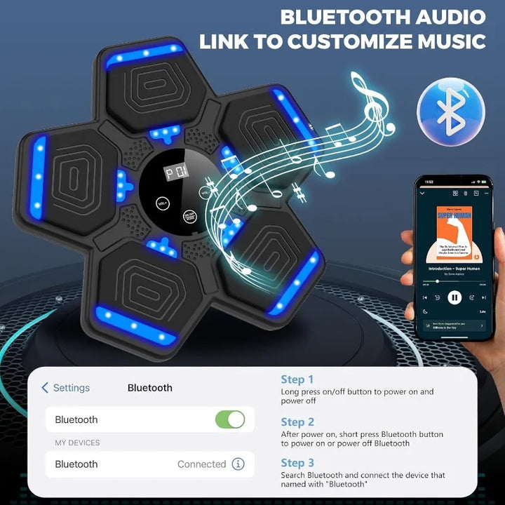 Rhythmic boxing trainer: Bluetooth smart punch pad for interactive fitness, enhancing speed & accuracy at home.