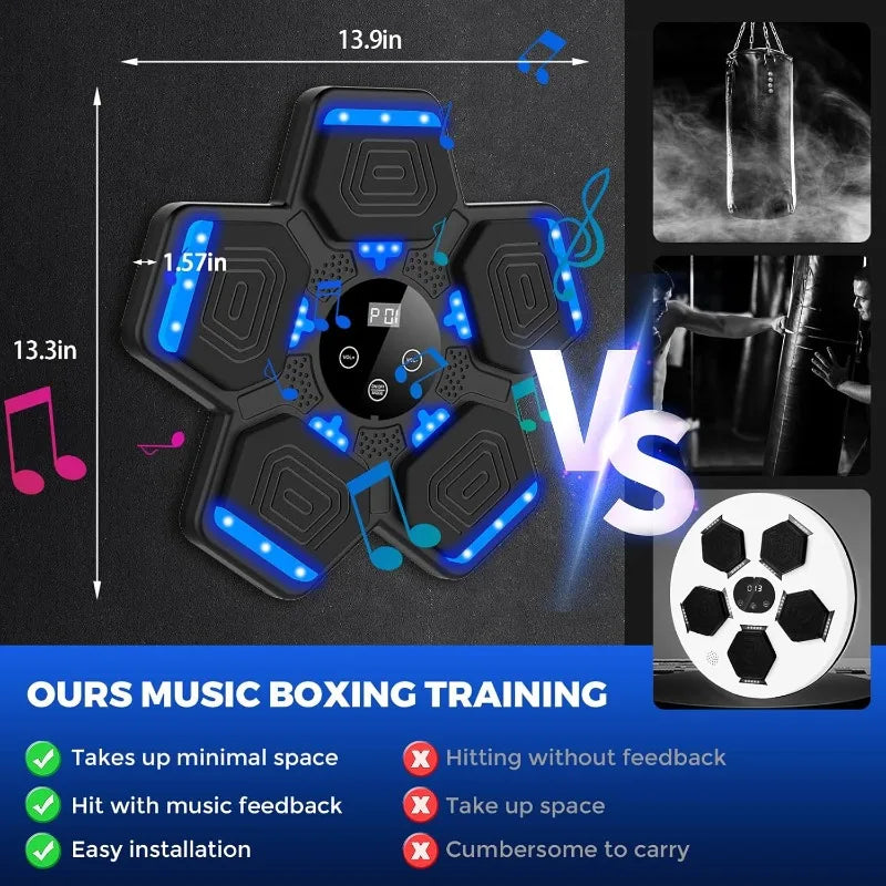 Wall-mounted Bluetooth punch pad for a fun, interactive rhythmic boxing workout. Ideal home gym fitness equipment.