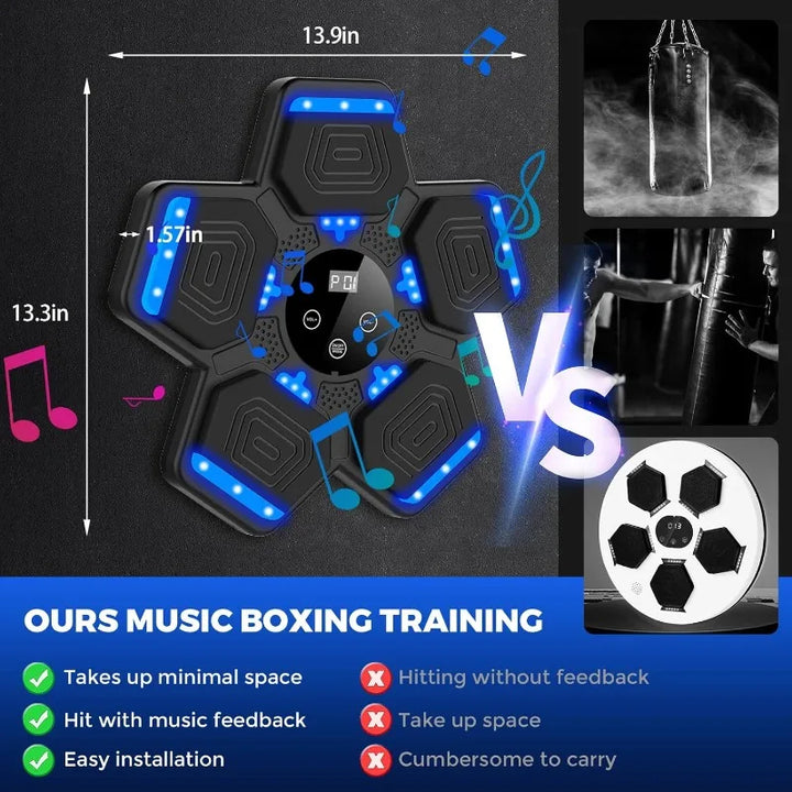 Wall-mounted Bluetooth punch pad for a fun, interactive rhythmic boxing workout. Ideal home gym fitness equipment.