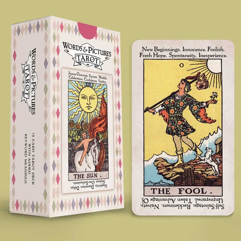 Beginner tarot guidebook cover, explaining Rider-Waite symbolism & fortune telling basics