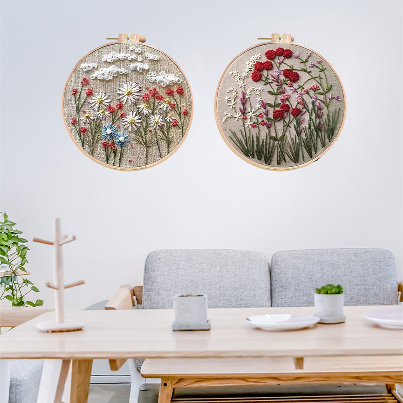Gift-ready beginner's DIY floral embroidery kit, an ideal craft present for home decor.