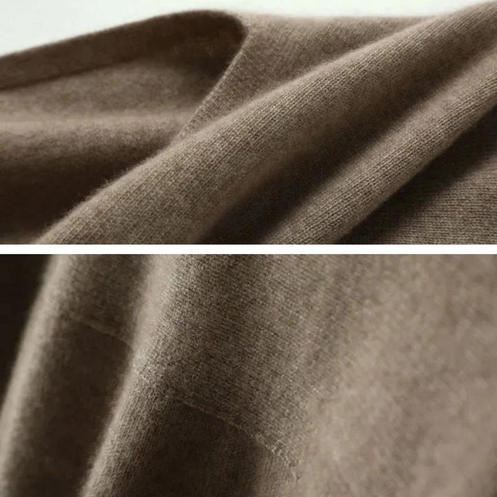 Warm women's beige knitted shawl, an elegant and practical accessory for autumn and winter style.