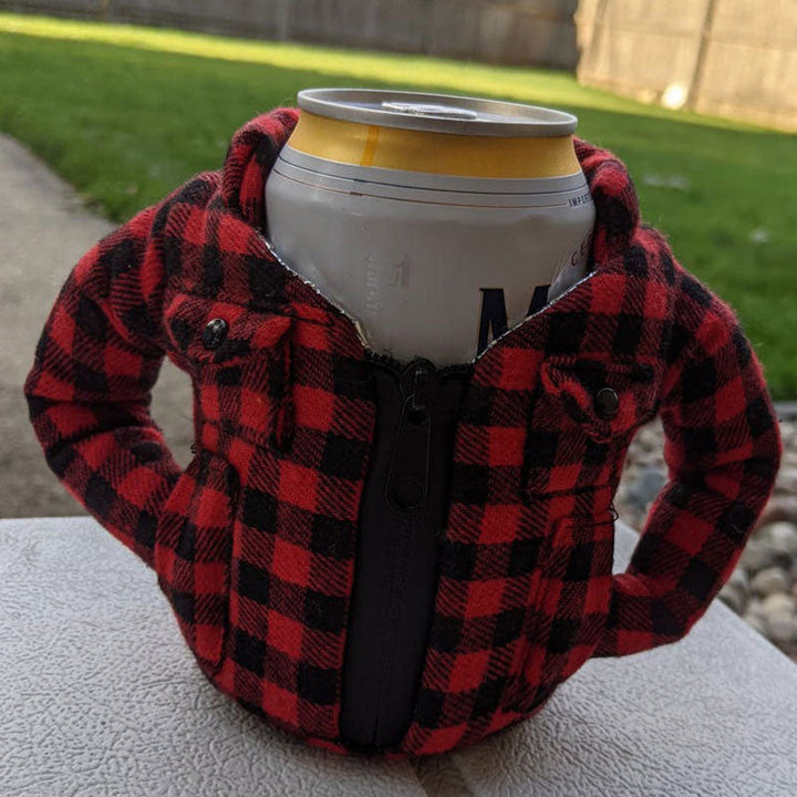 Neoprene beverage can sleeve with condensation on the outside, showing cold drink retention