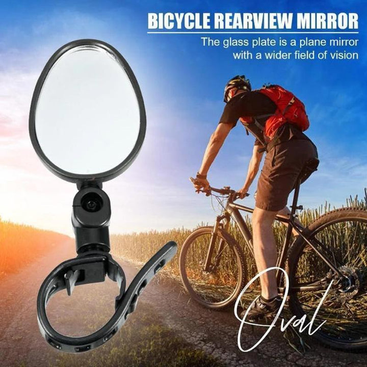 Road safety bicycle mirror, easily attaches to handlebars, durable cycling gear