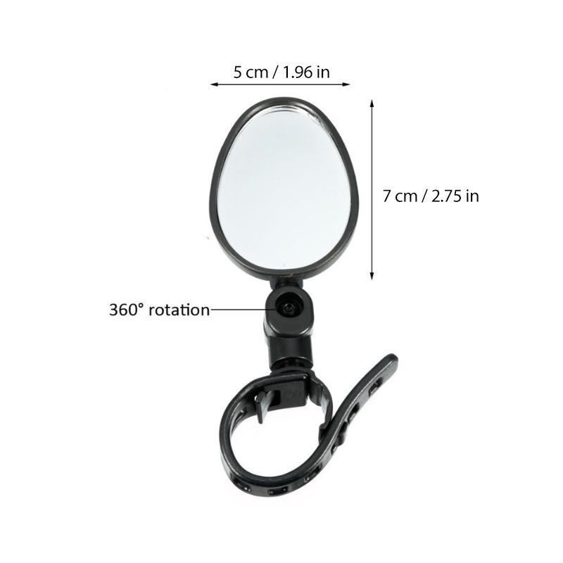 Compact universal bicycle rearview mirror, offering a wide field of vision