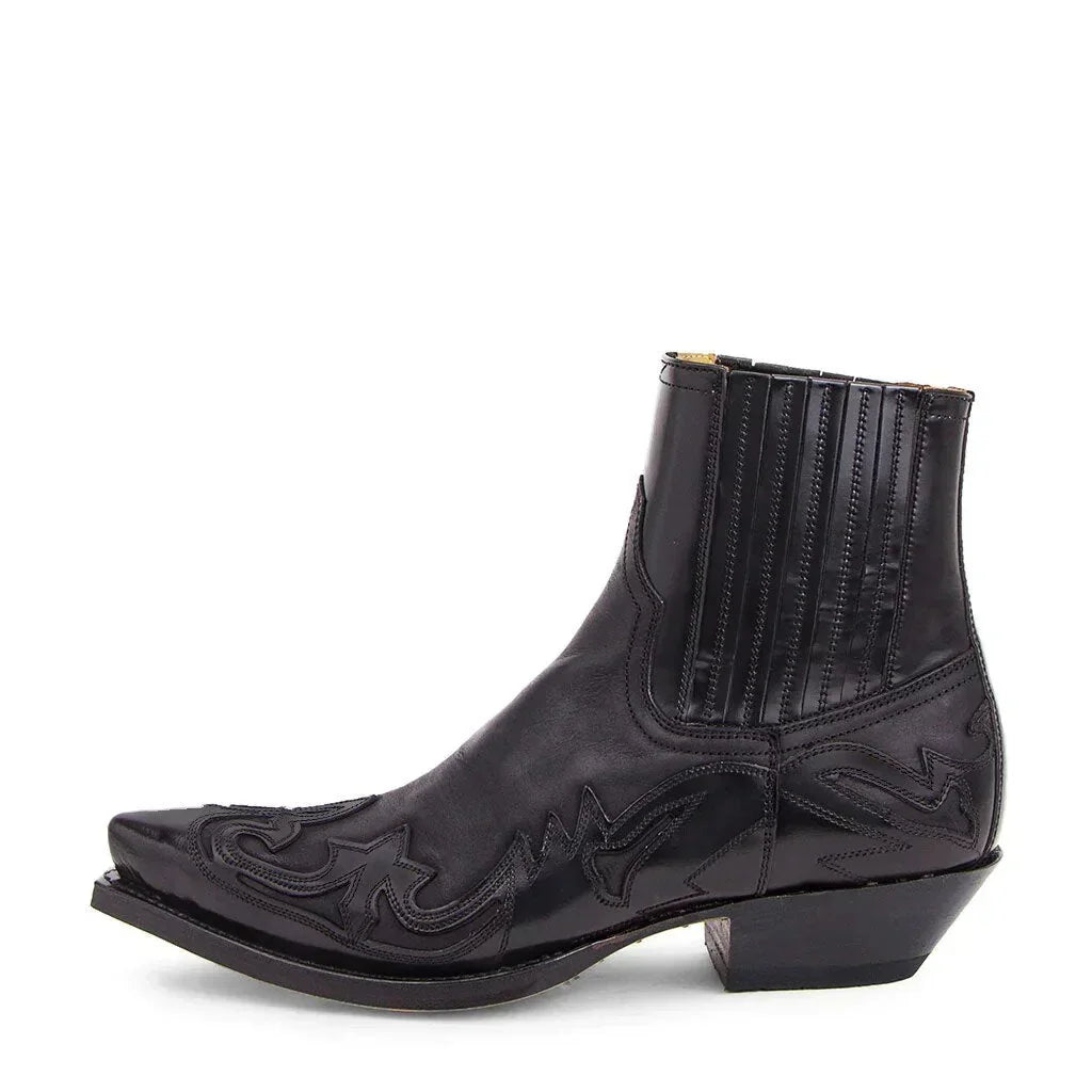 Black Hoymans men's rugged western ankle boots, durable and comfortable for casual, everyday wear.