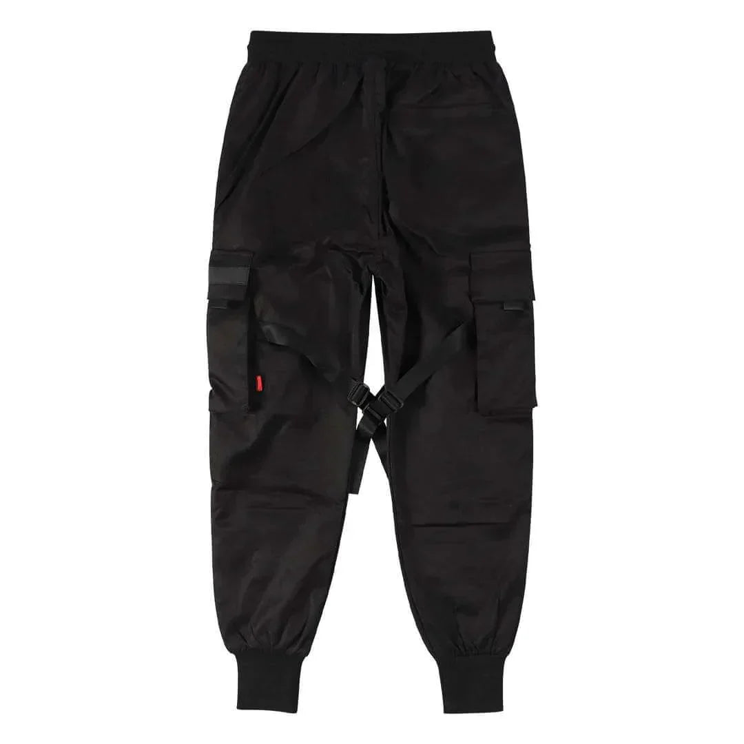 Comfortable men's hip-hop black cargo pants. Multi-pocket design, perfect for streetwear & urban look.