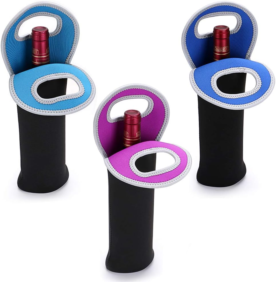 Black neoprene insulated dual wine bottle carrier bag for travel & picnics.