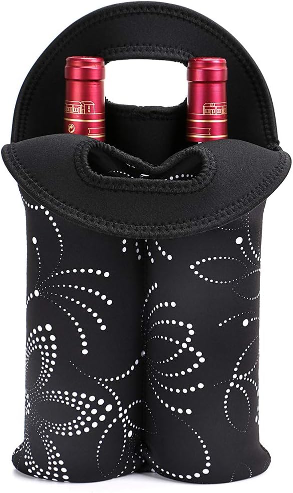 Premium neoprene insulated wine bag, securely carries two bottles for any occasion.