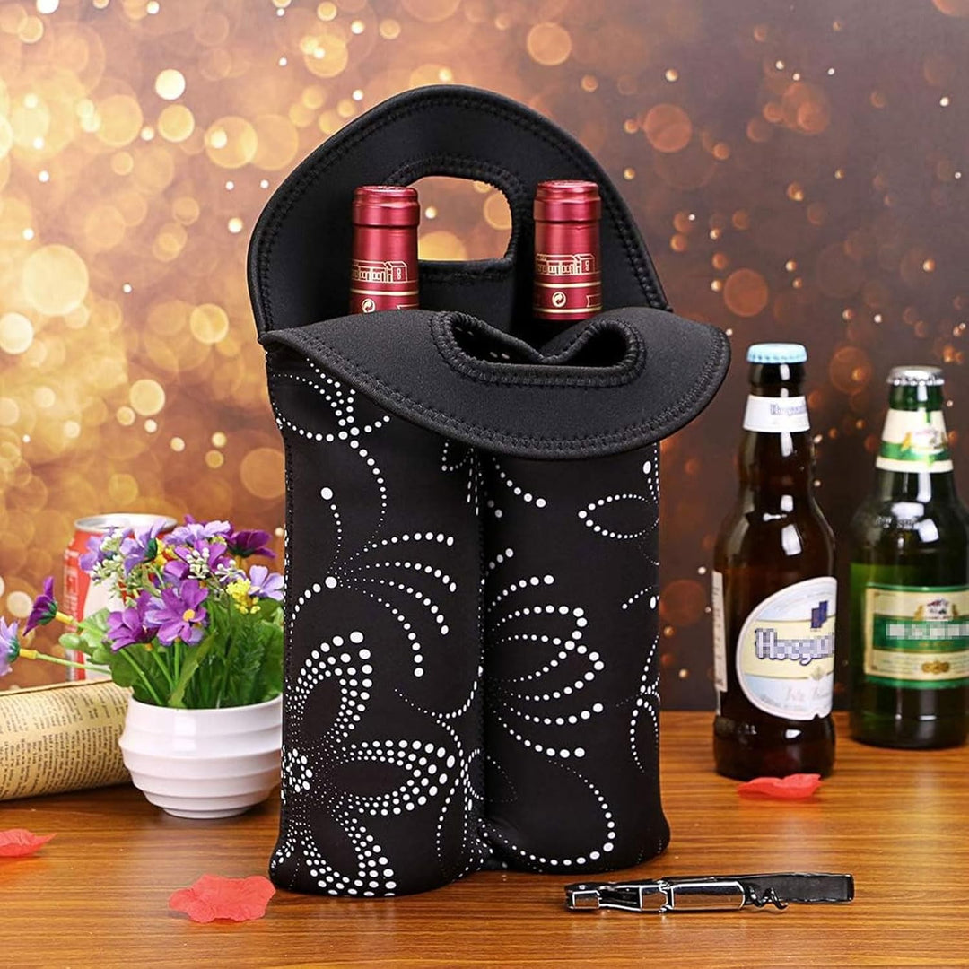 Durable neoprene wine bottle cooler bag, perfect for picnics, parties, and travel.