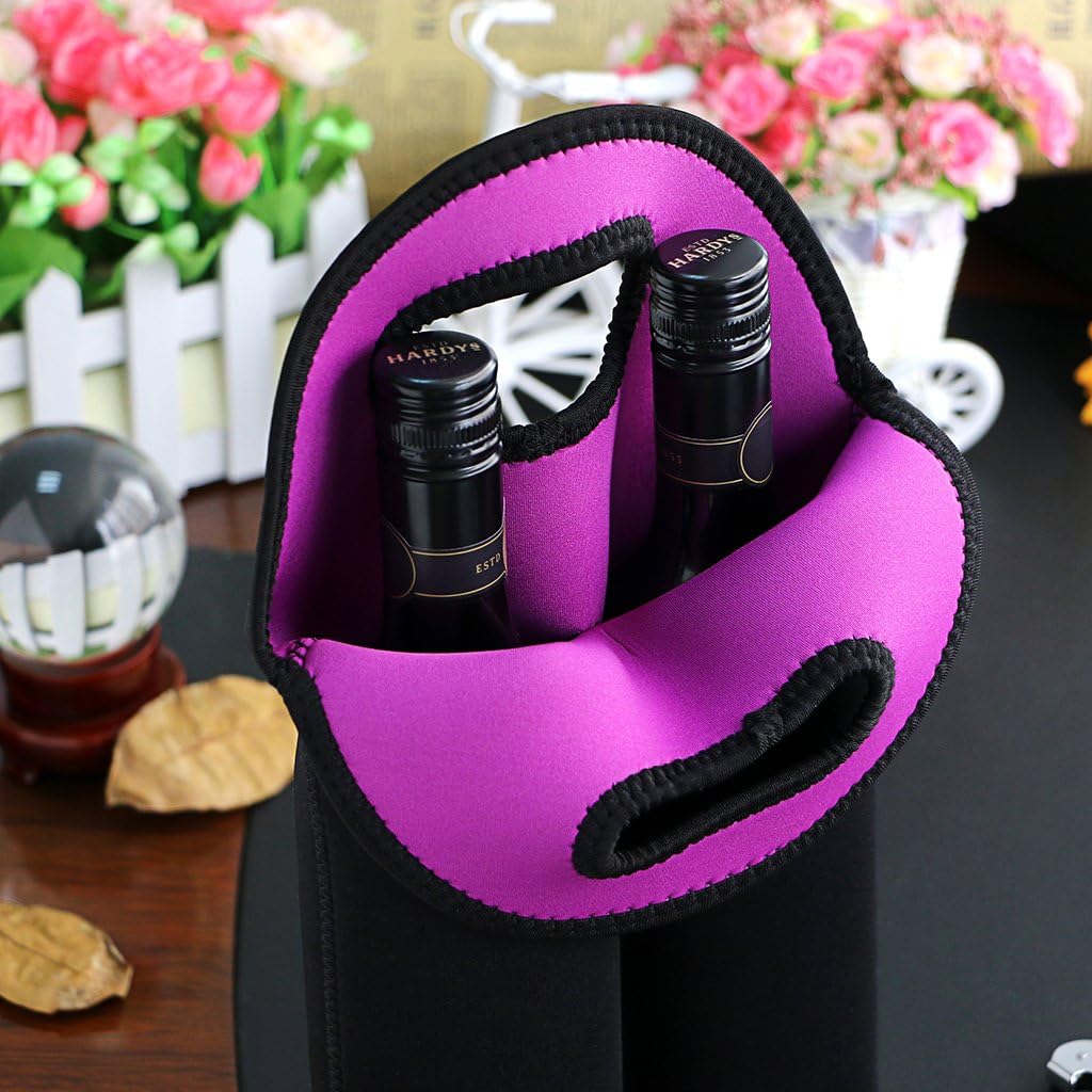 Portable insulated wine tote bag, holds two bottles, perfect for travel & gifts.