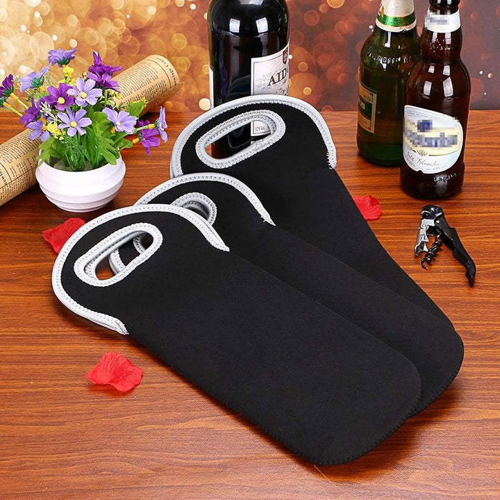 Compact dual wine bottle cooler bag, perfect for picnics, beach, and travel.