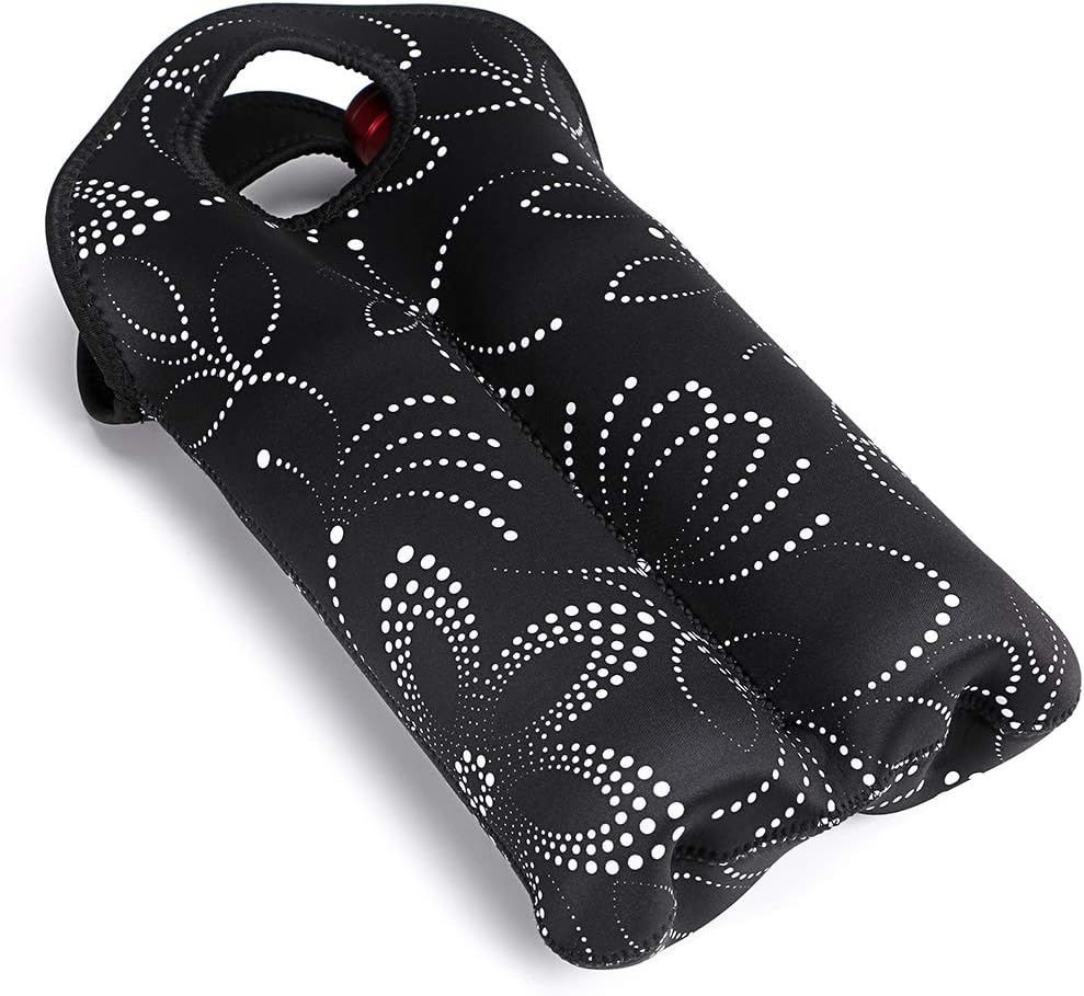 Portable drink cooler bag for wine, insulated, carries two bottles for travel.