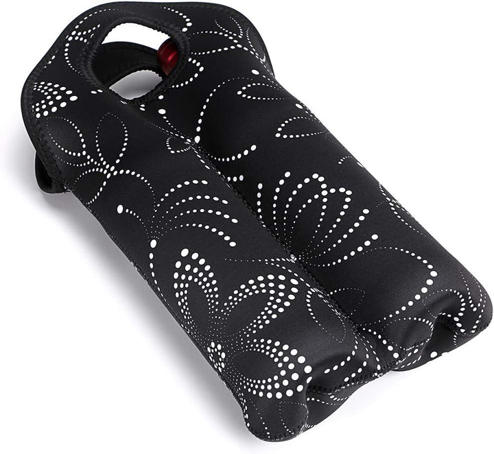Portable drink cooler bag for wine, insulated, carries two bottles for travel.