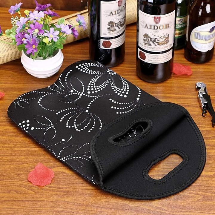 Neoprene insulated wine tote, keeps two bottles cool for your next adventure.