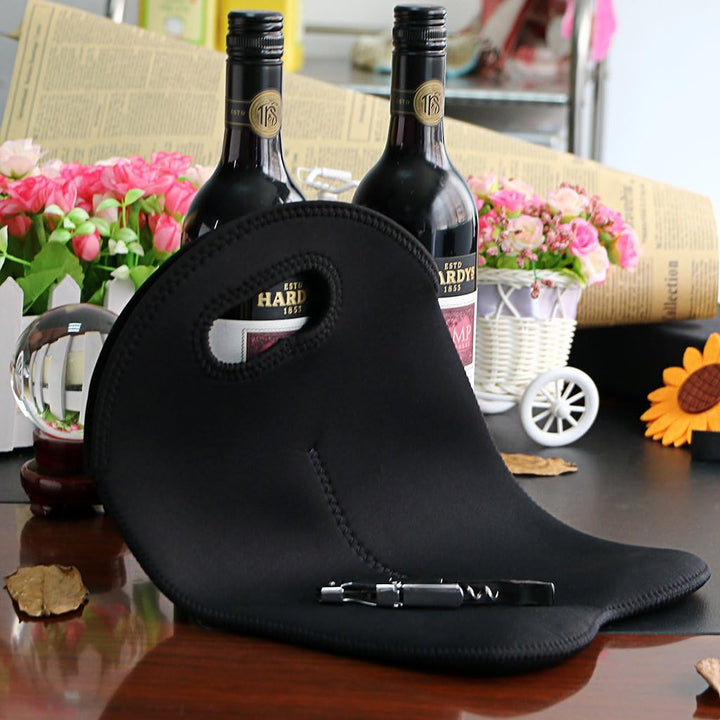 Handy insulated wine tote bag for two, ensures bottles stay cool while traveling.