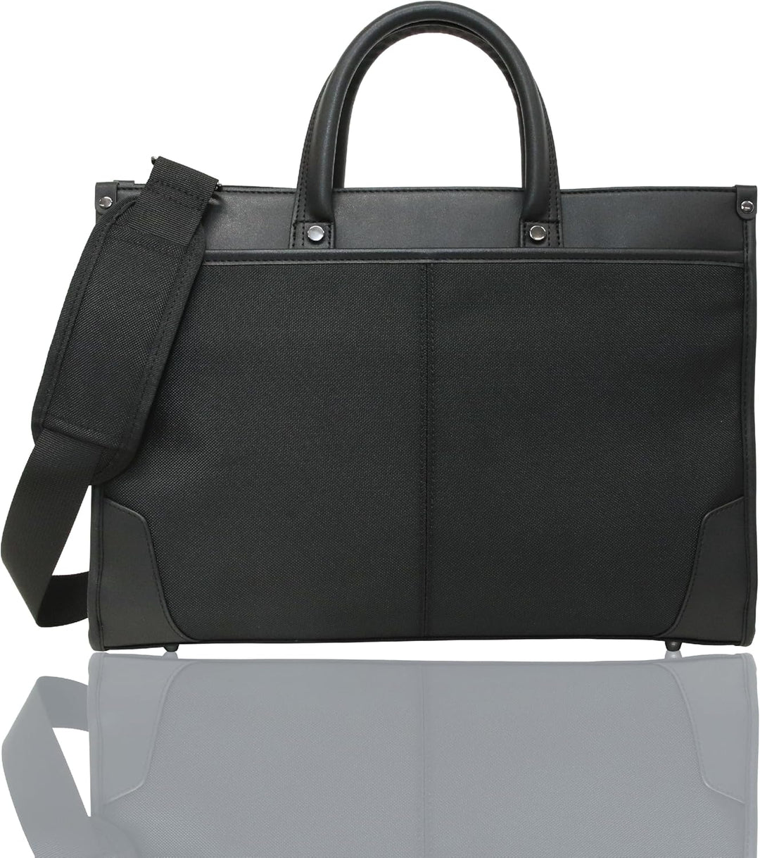 Black professional business briefcase for men & women. Features organized storage for laptops & documents. Executive work bag.