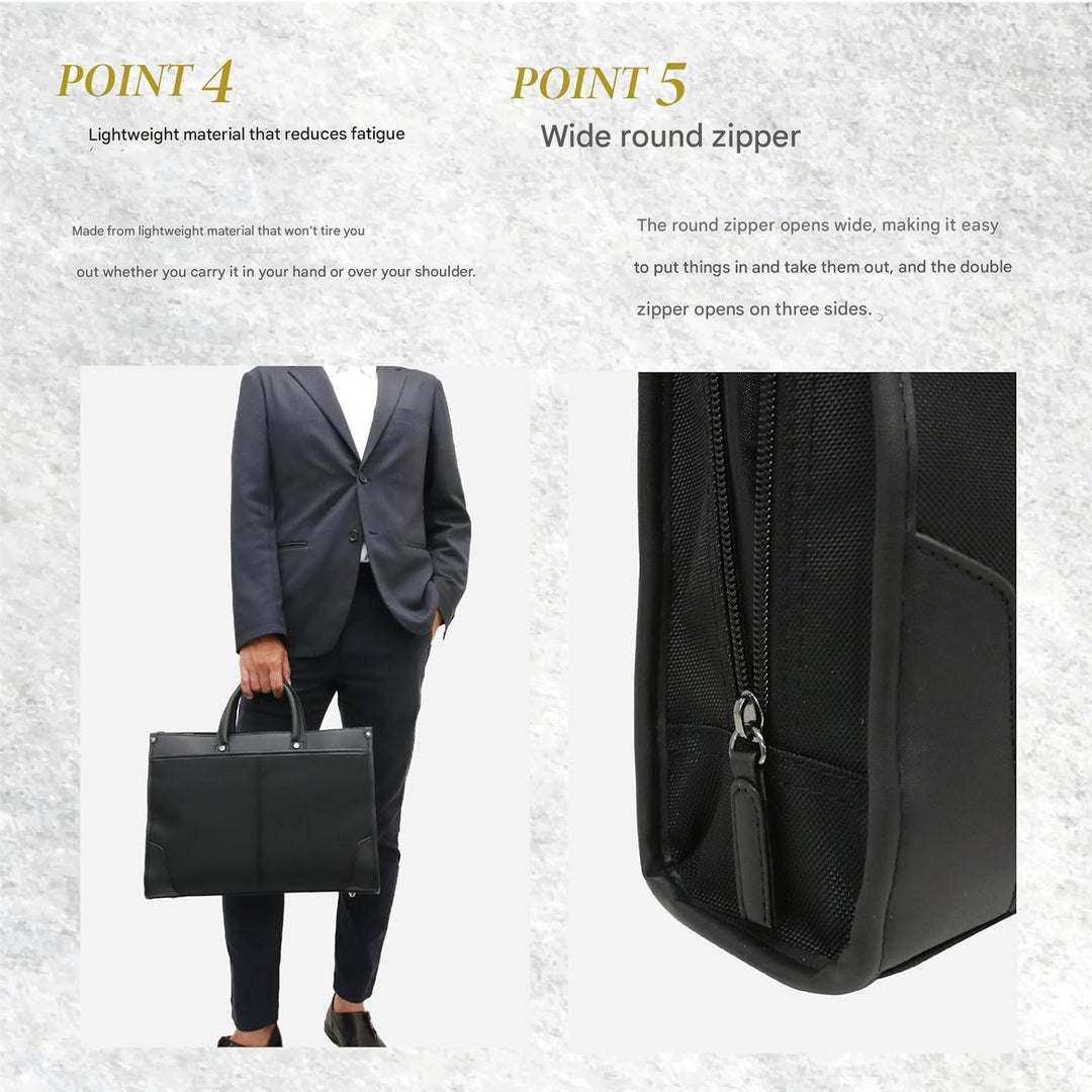 Professional 2-way business briefcase for men & women with organized storage. Ideal black laptop & work bag.