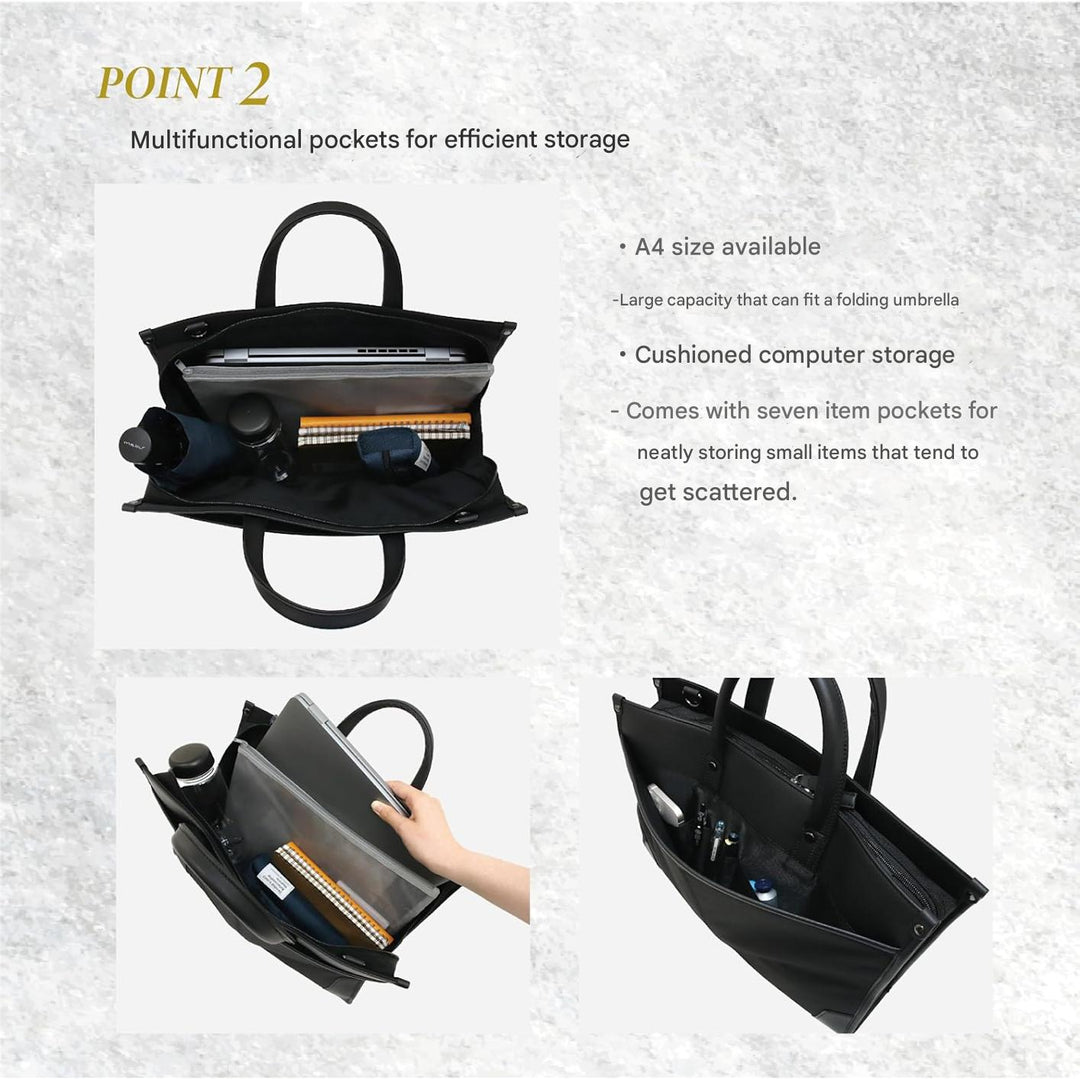 Executive black business briefcase for professional men & women. Ideal travel & work bag with organized storage.