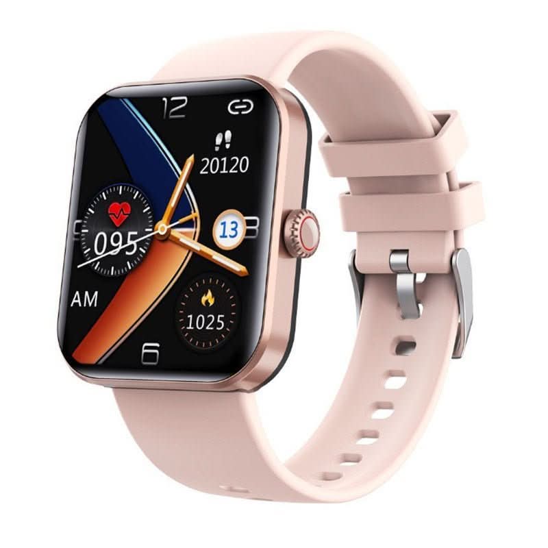 Stylish black smart watch, a non-invasive blood sugar monitor, heart rate, BP, and sleep tracker wearable tech.